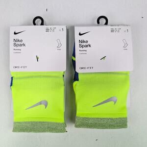 Nike Spark Ankle Running Socks 2 Pair Bundle - Volt - W7.5-9 - M6-7.5